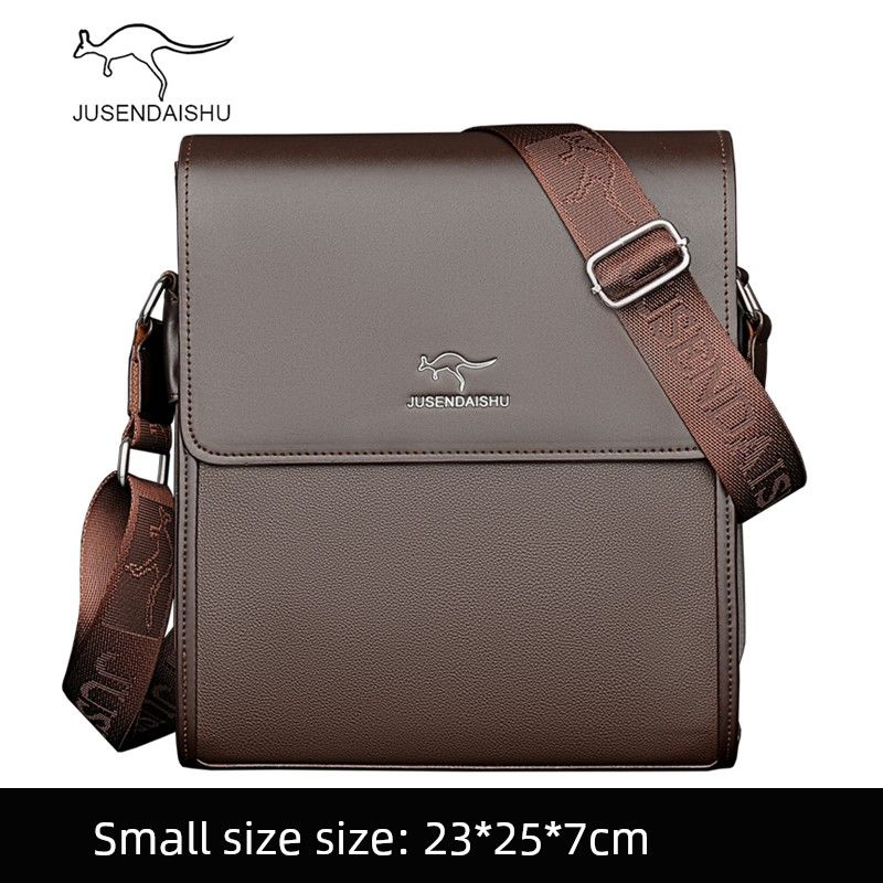 

Jusen Сумка через плечо из кожи кенгуру для бизнеса для мужчин Vertical small size Brown