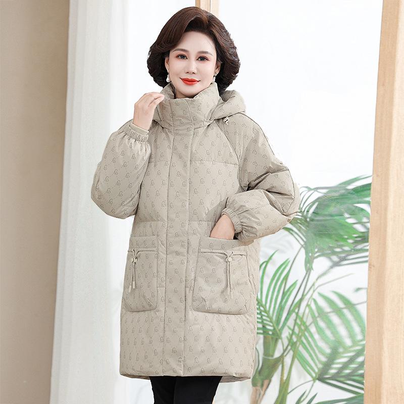 Women's Winter Down Jacket - 90% White Duck Down, Thickened Warm Coat for Middle-Aged and Elderly.