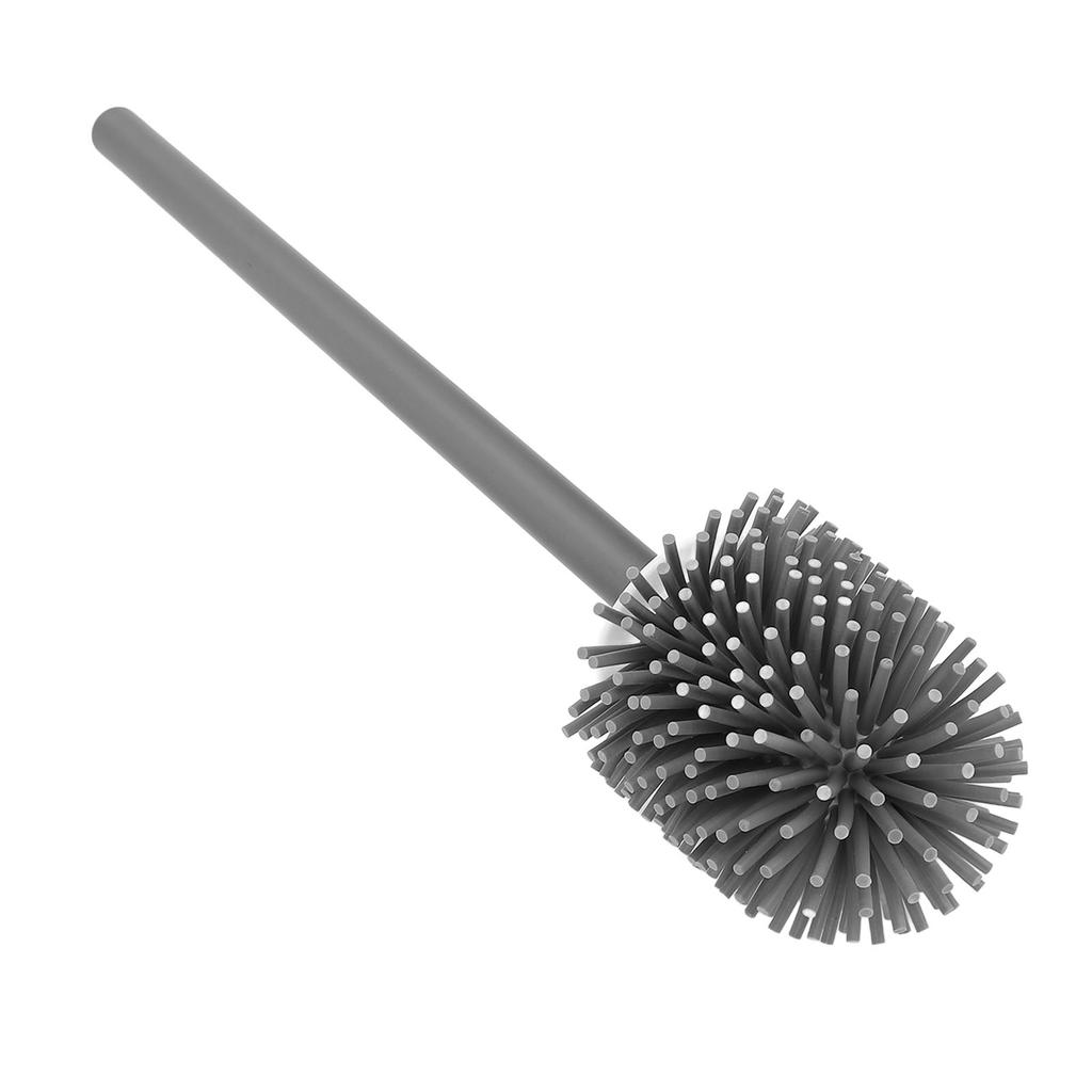 Toilet Brush with Storage Holder Aluminum Alloy Long Handle High Density Bristles Space Saving Toilet Scrubber for Home