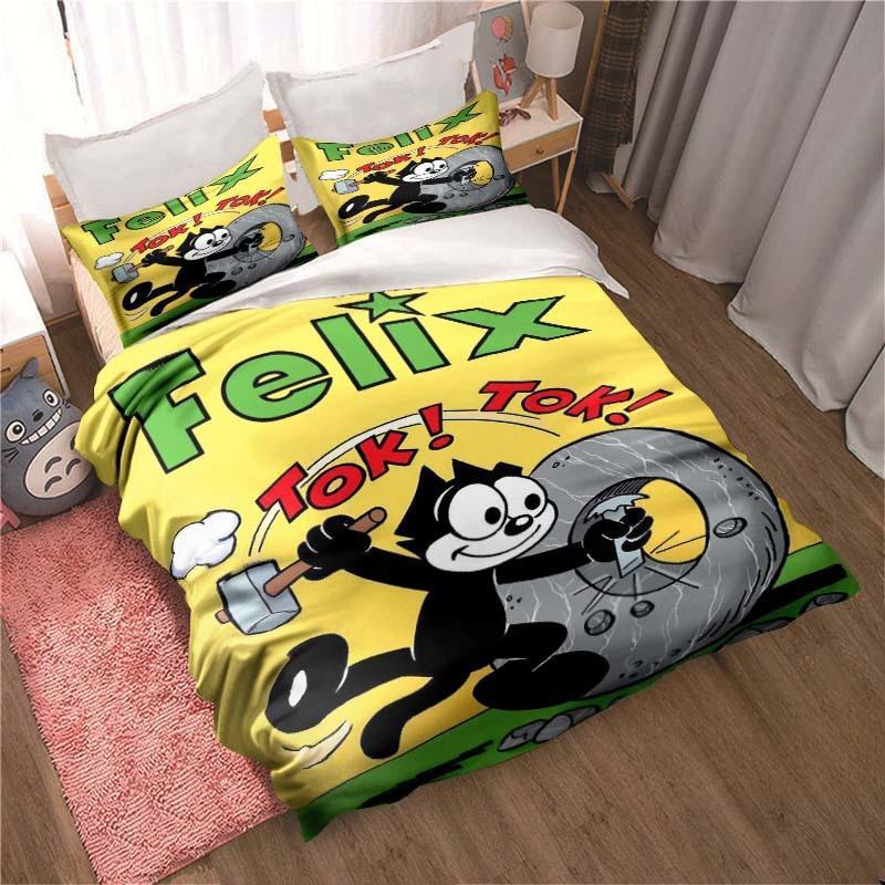 Fashion Cartoon Felix Cat Bedding Set Fashion 3D Printing Home Decoration Boy Girl King Size Bedding Set Quilt Cover Pillowcas