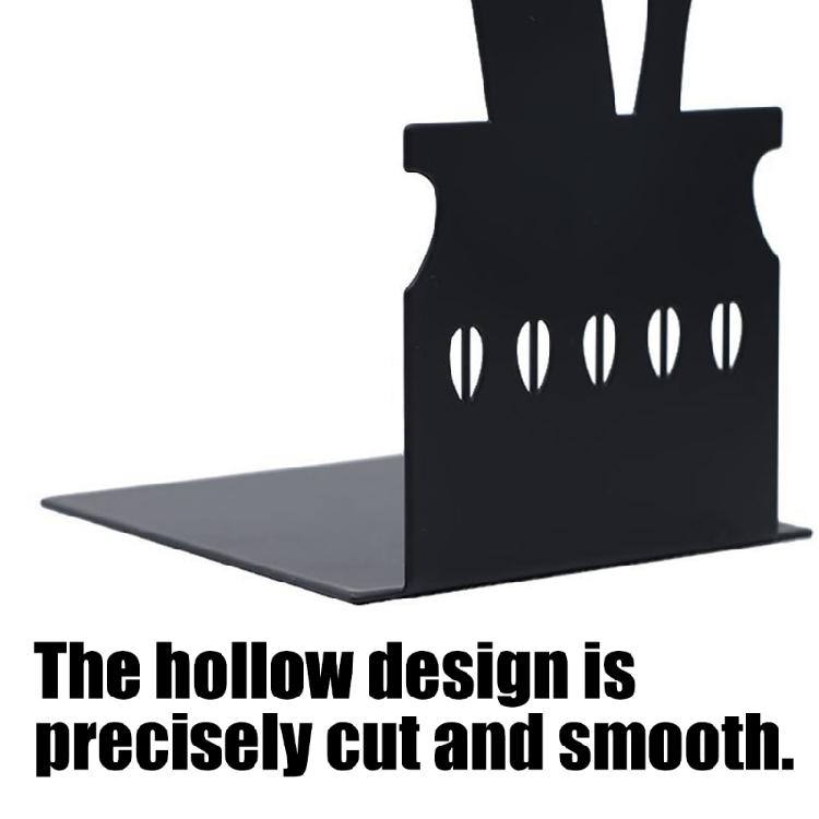 2Pcs Black Metal Bookends Kitchenware Themed Book Stoppers Heavy Duty Desk Book Organiser For Office Home Library School