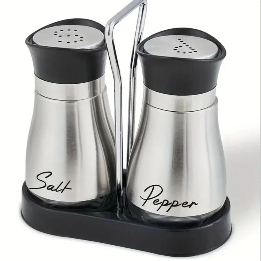 

Seasoning Bottle Set Refillable Salt Pepper Shakers Glass Spice Container with Stainless Steel Lid for Kitchen Restaurant Picnic
