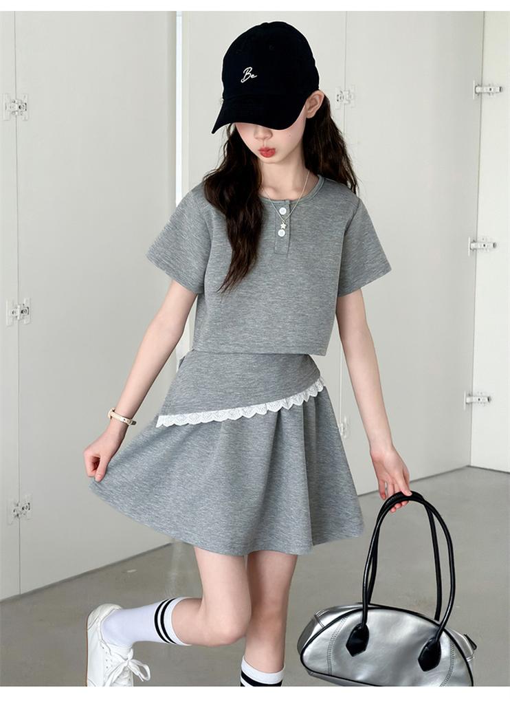 Girls' Summer Casual Short-Sleeved Two-Piece Set