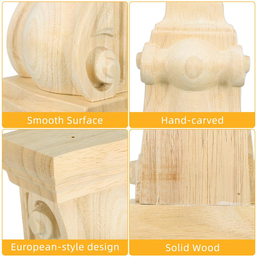2 Pcs Corbels for Fireplace Mantel Decorative Farmhouse Carved Onlay Applique Wall for Furniture Onlays Wood Trim Corbels