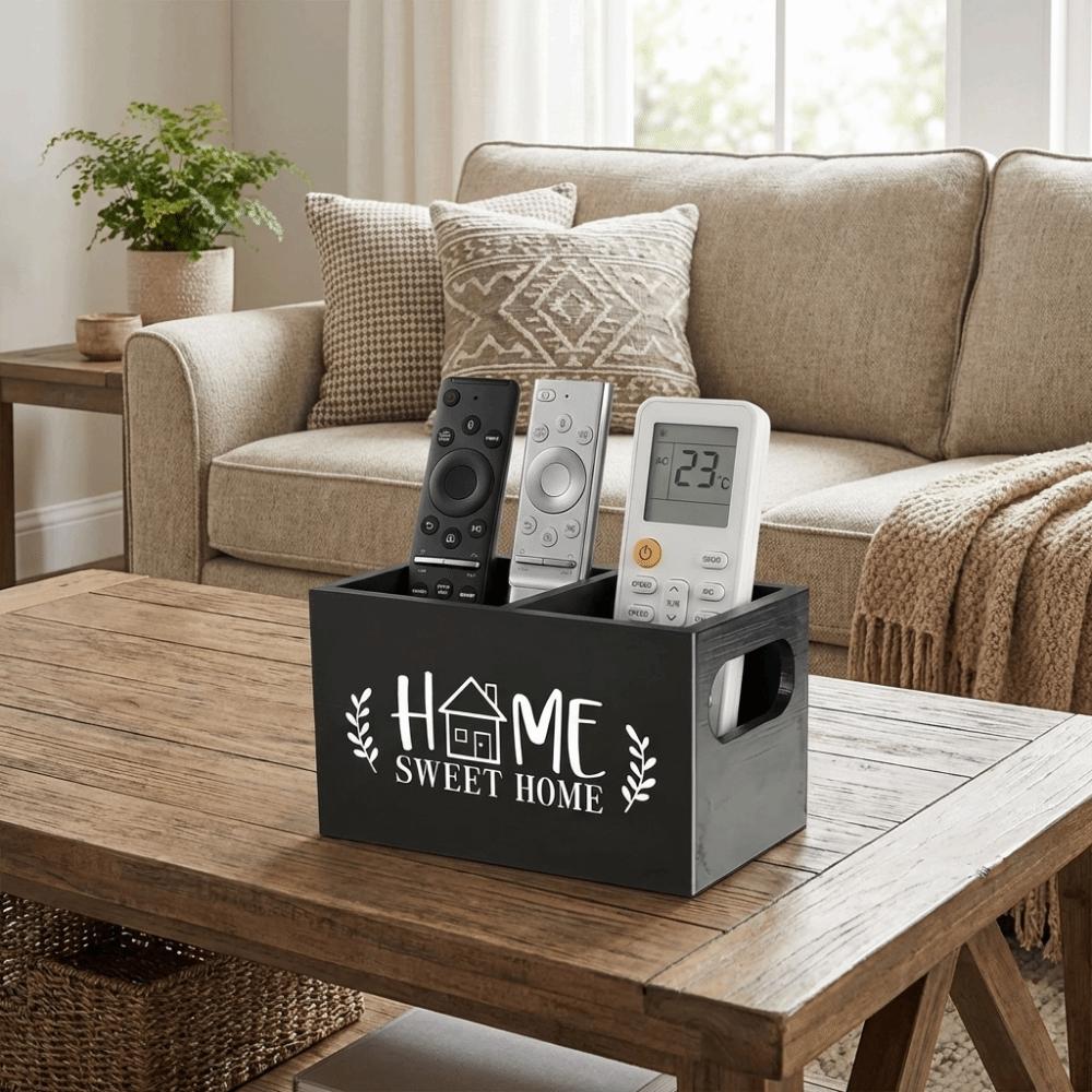 Aufbewahrungsbox aus Holz für Fernbedienungen, dekorative Aufbewahrungsbox für Schreibwaren, Kosmetikregal, Zuhause