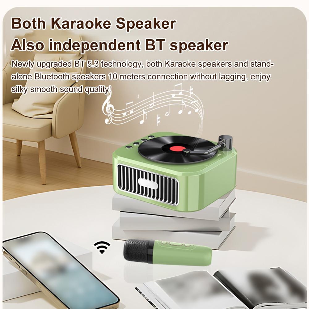 

Портативный беспроводной динамик в винтажном стиле CD Record Style BT5.3 Technology Speakers с двумя микрофонами