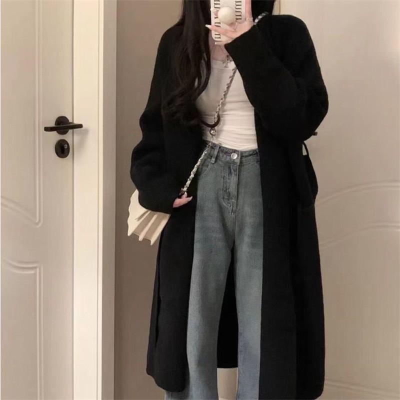 Womens Oversized Longline Knit Cardigan Loose Cozy Sweater Coat V-Neck Solid Color Fall Winter