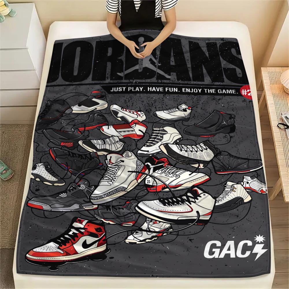Stampa Sneakers Coperta di Flanella Copriletto per Camera da Letto Copridivano Campeggio Coperta Calda Regali per famiglia e amici(MJ055)