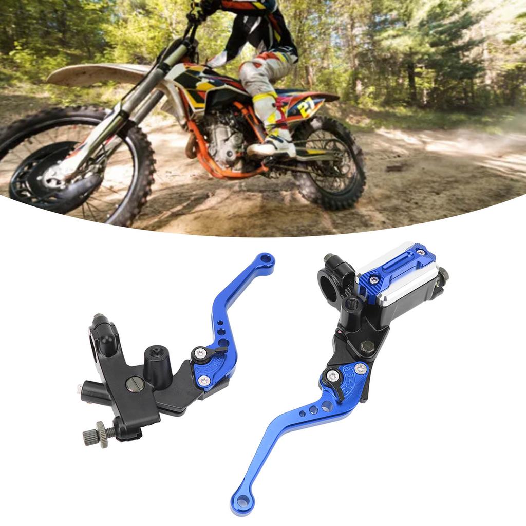 1 Pair 7/8in Brake Master Cylinder Lever Universal Motorcycle Handlebar Kit with Reservoir Carbon Fiber Hand Guard Blue