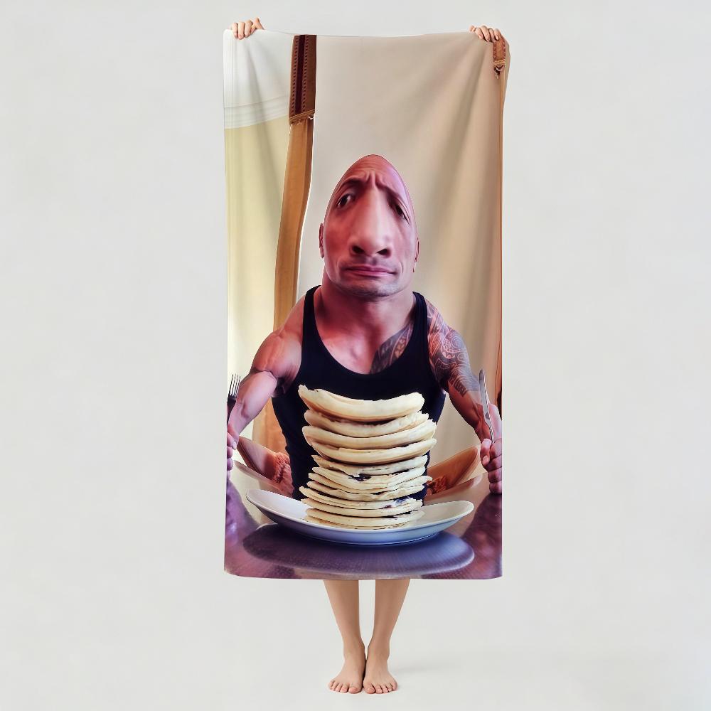 Cheat Day The Rock Eating Pancakes Towel Drying Bath Towel Applicable To Light Swimming Camping Yoga Beach Out