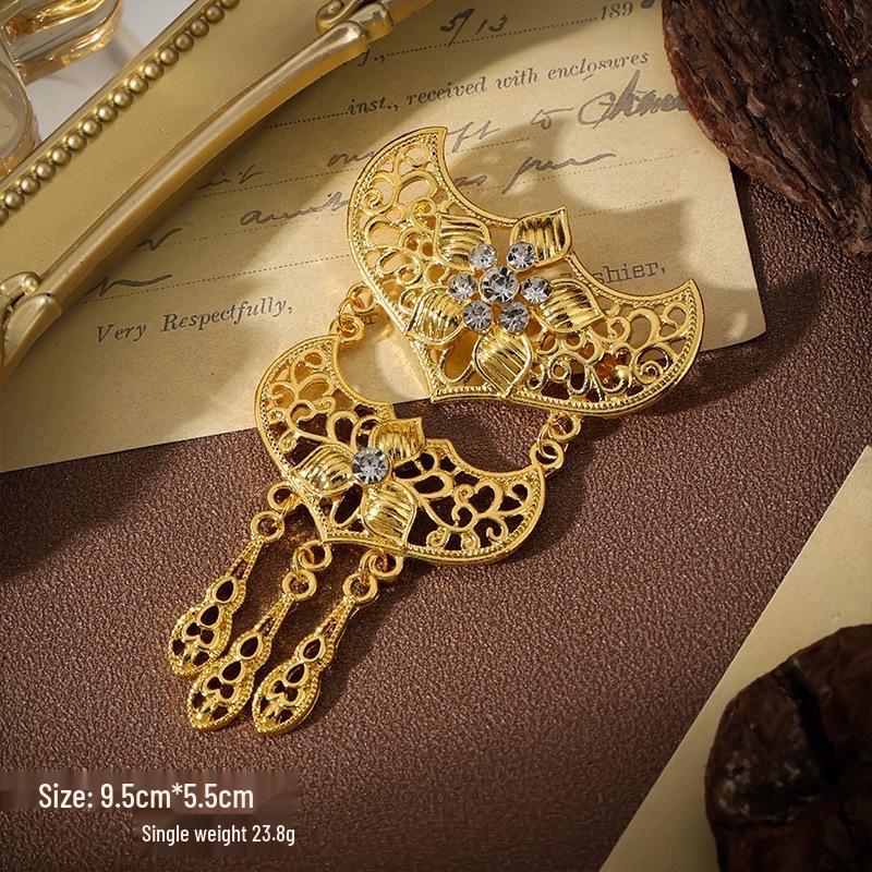 Элегантная брошь-кисточка со стразами: Дизайн в стиле Юго-Восточной Азии с классическим универсальным шармом