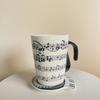 Irregular Shaped Ceramic Mug with Musical Notes and Lid - Gift or Advertising Cup