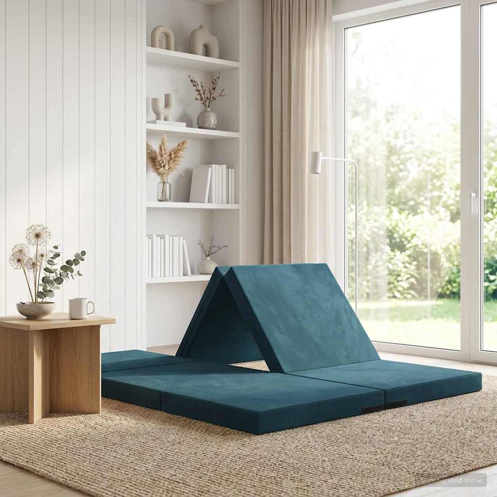 Folding Sofa Bed 140 x 67 x 45 cm Blue