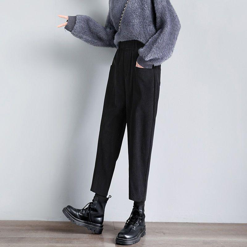 Pantaloni Harem di Peluche da Donna Autunno e Inverno Pantaloni di Velluto a Coste Pantaloni a Gamba Larga Pantaloni Spessi Casual
