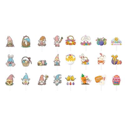 Colorful Easter Cake Decorations Set of 12pcs Rabbit Gnomes Cupcake Toppers Spring Theme Decor Easter Party Supplies