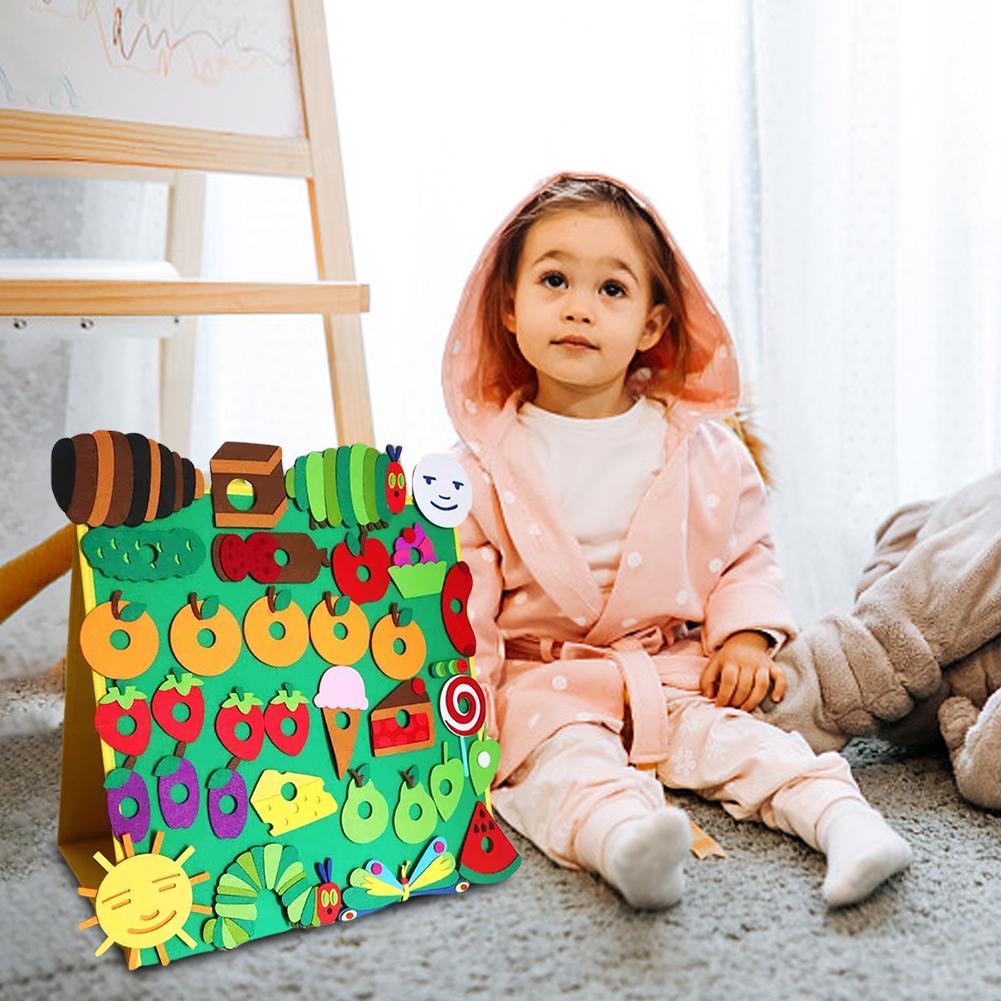 Hot Sell Hungry Caterpillar  Performance Props Felt Toys English Picture Books Teaching Aids Interactive Hungry Caterpillar Toy