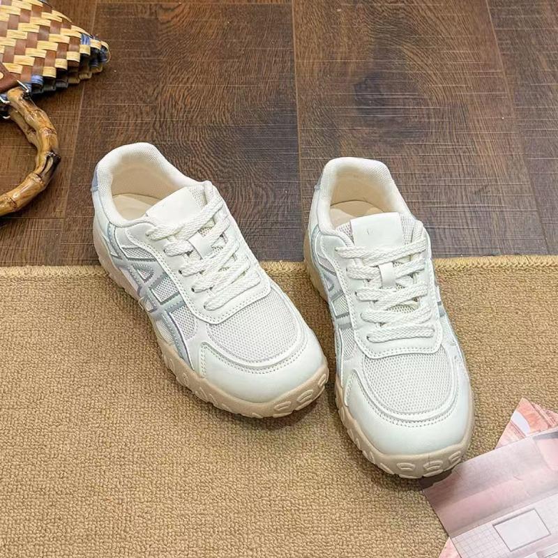 Thick-soled women's autumn new breathable and versatile mesh white shoes retro, light and casual