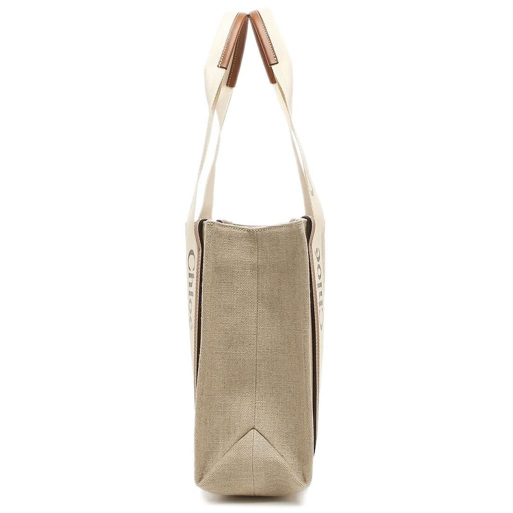 Chloe Woody Medium Tote A4 Size Compatible Bag, Beige/Brown, Women's, CHC22AS383I26, 90U, [Used]