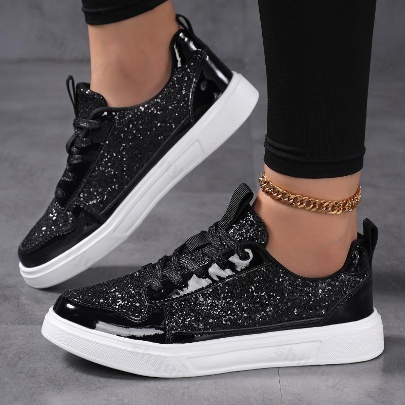 Fashion Spring 2025 New Style Shiny Fashion Trend Thick Sole Casual Sports for Women Comfortable Shallow Mouth Lace Up Platform sneakers