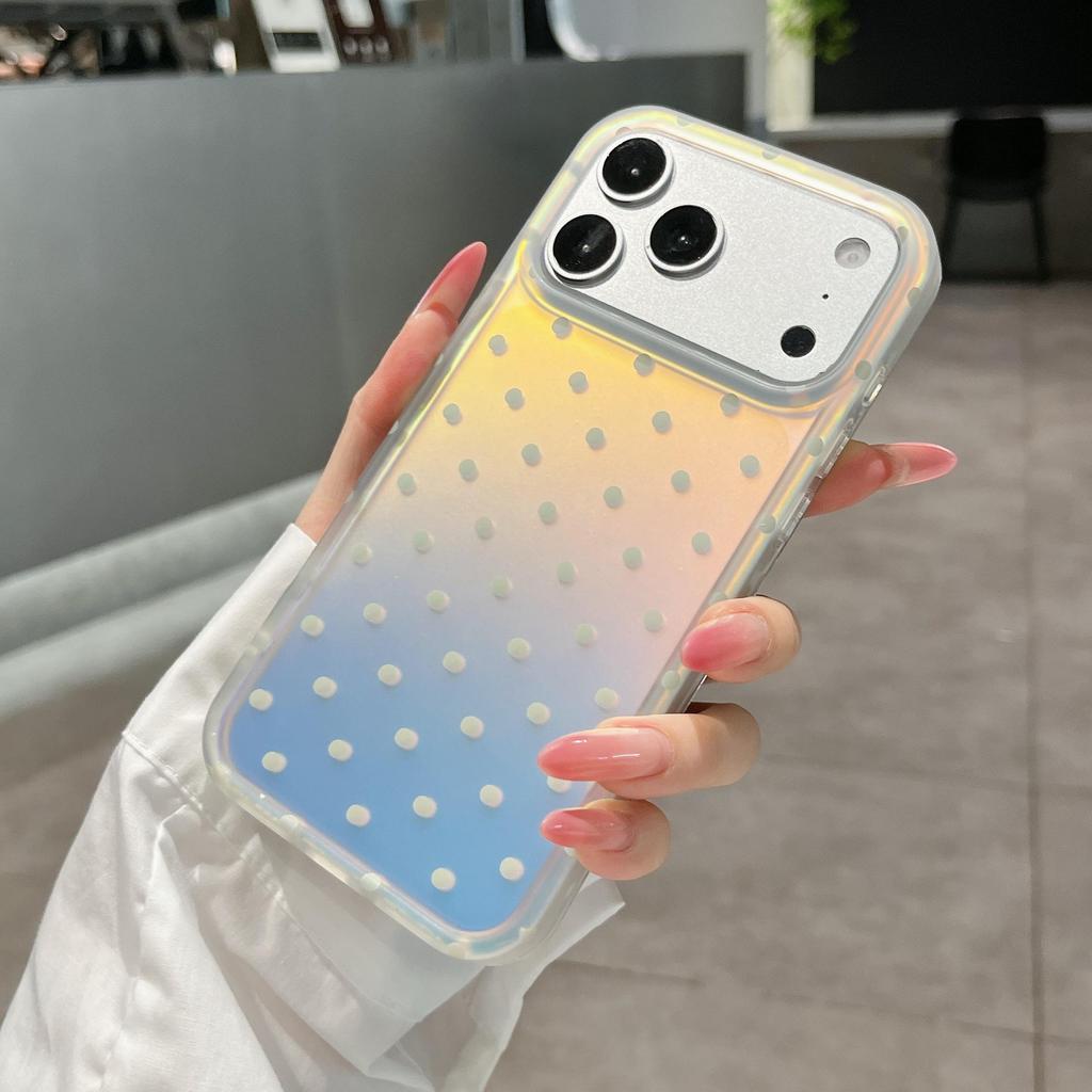High-Value IMD Laser Polka Dot Case for iPhone 17 Pro Max/16/14/15 - Full Coverage Design