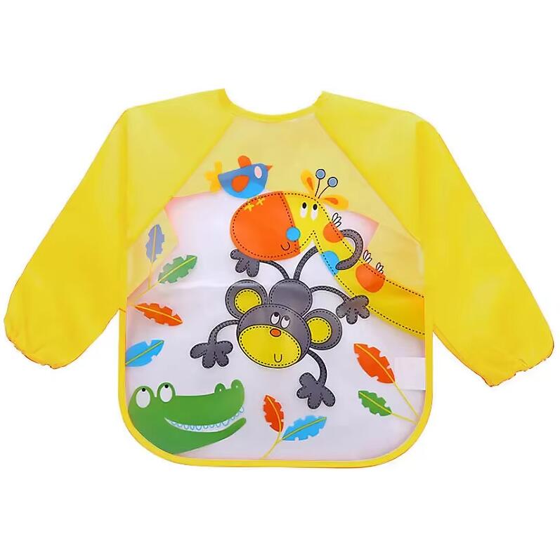 

Kids Eating Breastplate Kid Baby Bavoir Clothing Waterproof EVA Full Sleeve Bibs Children Apron Long Sleeve Feeding Smock Bibs