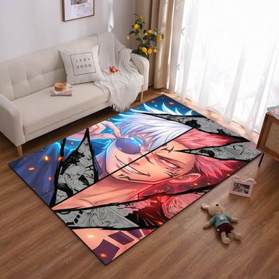 Cool Anime Rug Featuring Fiery and Icy Characters' Duel Suitable for Use As an Anti-slip Game Mat for Living Room and Bedroom Sofas