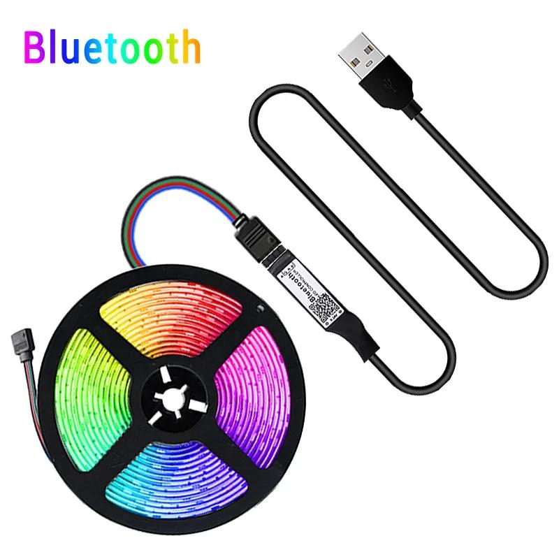 5050 RGB LED Strip Light USB 5V Smart Bluetooth Control IR Remote Flexible Led Tape 30/60 LEDs/M Colorful Ribbon Room Decor