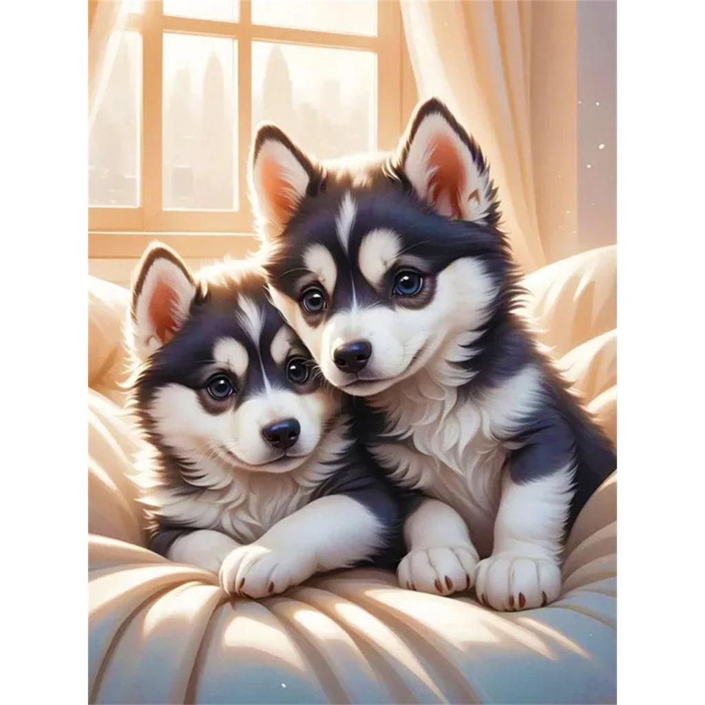DIY Diamond Painting Cute Puppy Cross Stitch Kit Mosaic Art Diamond Painting Full Circle Diamond Home Decoration