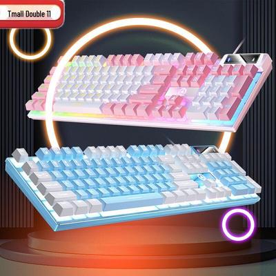 Silver K500 Mechanical Feel USB Wired Keyboard & Low-Noise Gaming Mouse Set