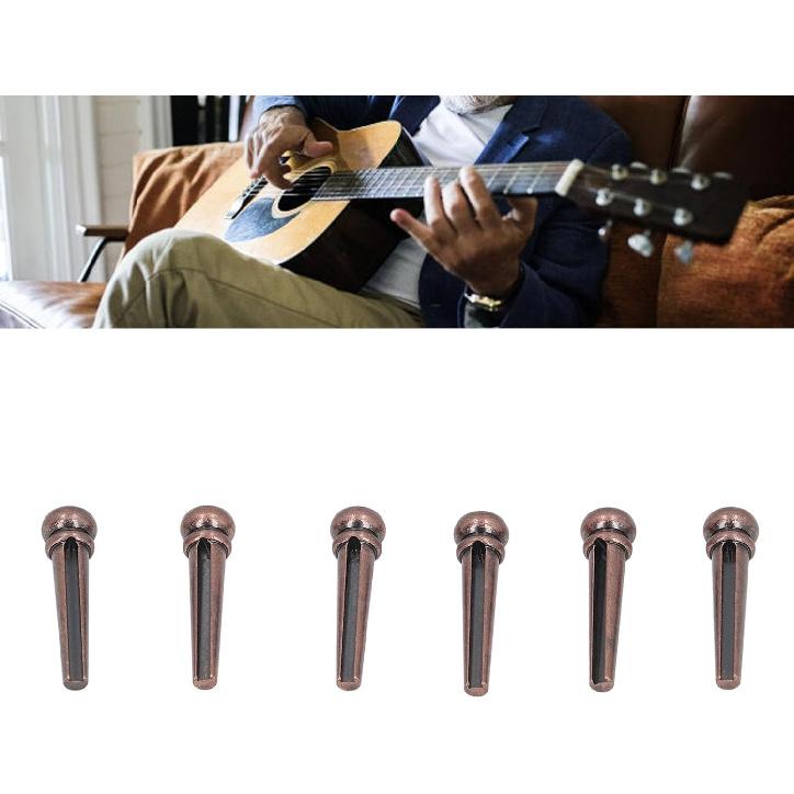 Guitar Bridge Pins,6PCS Guitar Bridge Pin Copper Acoustic Guitar Bridge Pins Peg Replacement for Repairing (Antique Bronze)