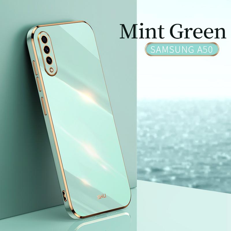Square Plating Silicone Phone Case for Samsung Galaxy A50 A50S A30S Soft Luxury Original Camera Protection Shockproof Back Cover