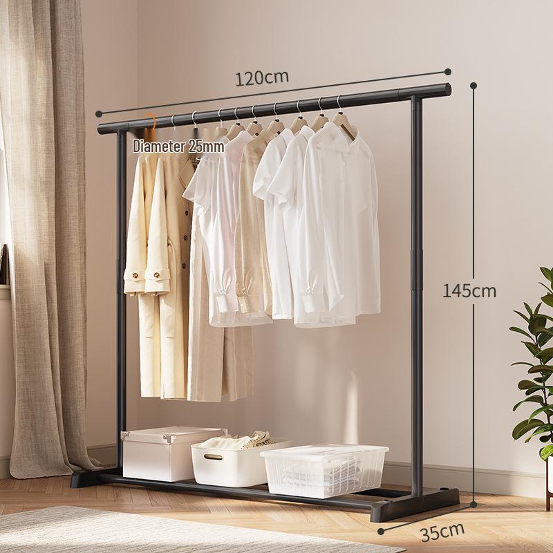 Extra Thick Double Row Vertical Clothes Rack with Wheels for Bedroom Storage