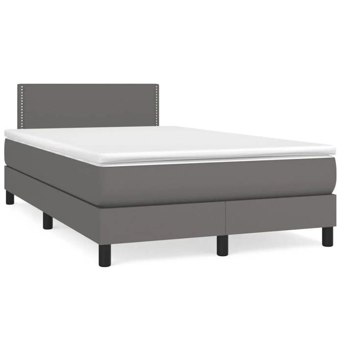3141057 vidaXL Lit à sommier tapissier avec matelas Gris 120x200 cm Similicuir