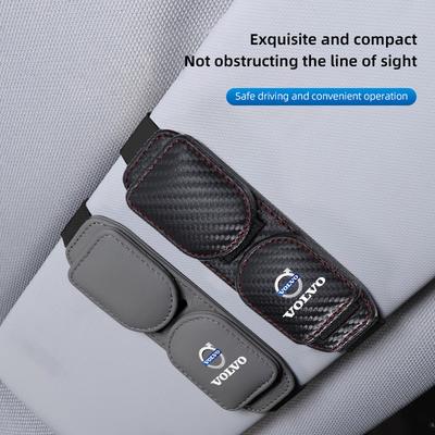 Car Sun Visor PU Leather 2024New Glasses Clip Storage For XC60 S60 V40 V50 V60 S80 S40 C30 AWD C70 S40 S60 S80 S90 T6 V70