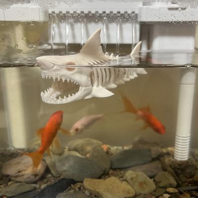 Szkielet Rekina Kryjówka do Akwarium Pływająca Kryjówka dla Bojownika Jaskinia Kryjówka dla Krewetek Drukowana 3D do Zbiornika z Krewetkami Dekoracja do Nano Zbiornika dla Bojownika