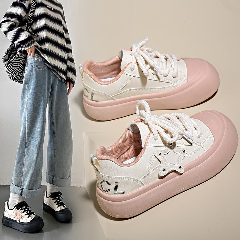 2025 spring new star board shoes student versatile casual Korean version muffin shoes ugly cute bread shoes women TMY610
