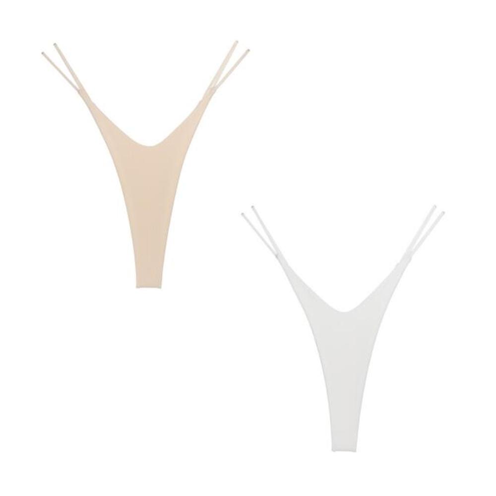 2 Pezzi Perizoma Cotone Doppio Strato a Taglio Alto Slip Bikini Donna G-string Biancheria Intima con Elastico Sottile Doppia Cintura