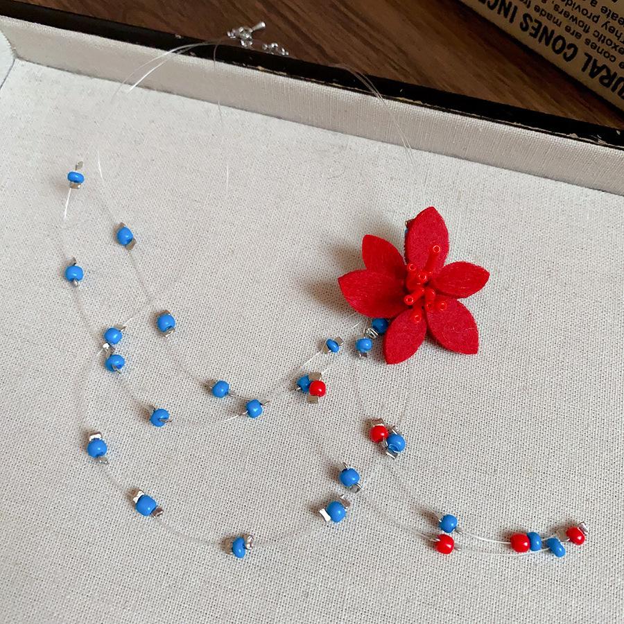 French zircon flower pig nose pearl necklace niche retro collarbone chain, temperament necklace for women