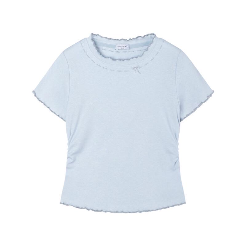 Girls' Lyocell Linen Cool-Feel Bowknot Short Sleeve T-shirt