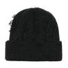 Winter niche old ripped wool hat female personality versatile knitted hat hip hop cold hat men and women
