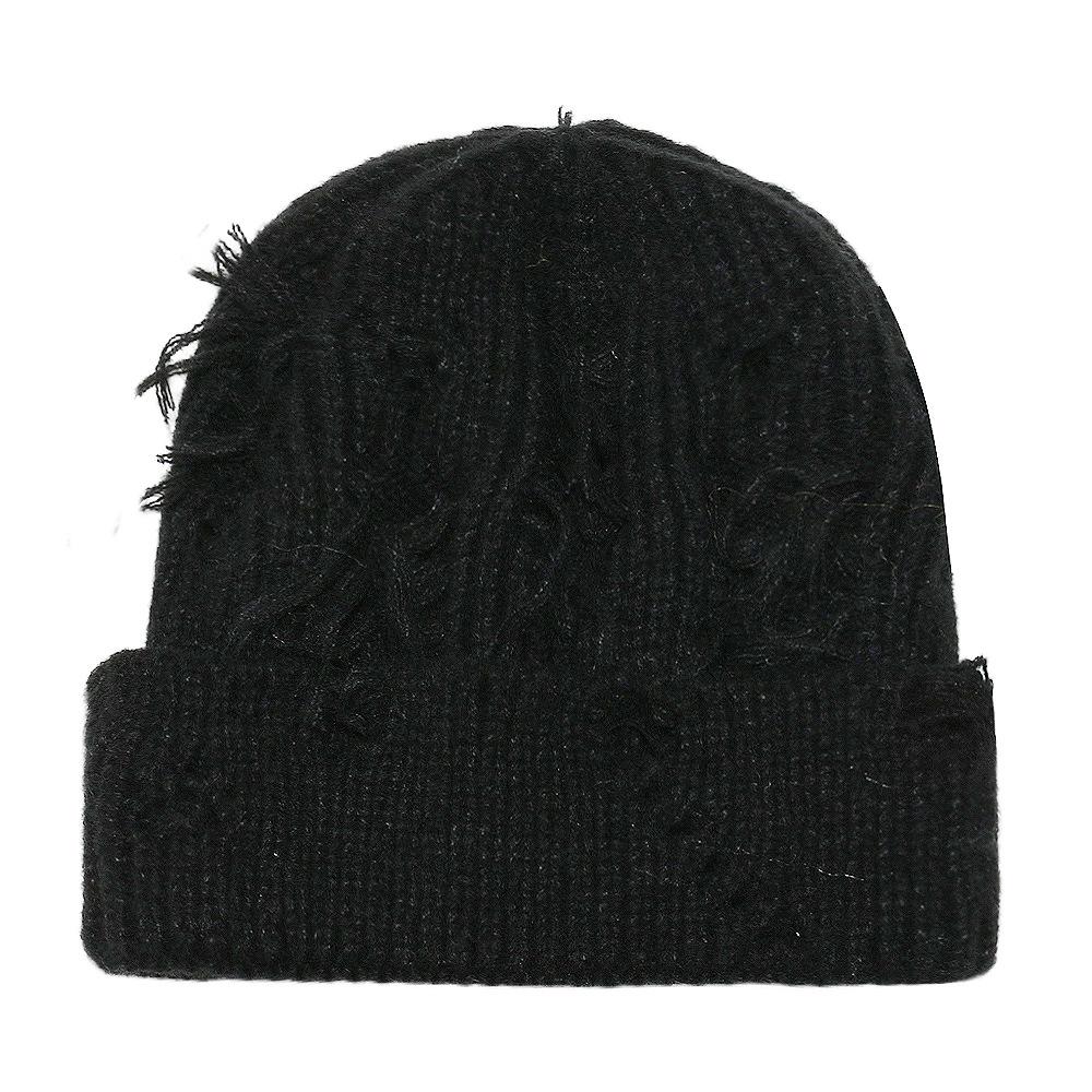 Winter niche old ripped wool hat female personality versatile knitted hat hip hop cold hat men and women