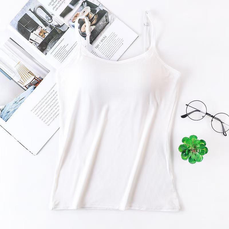Übergröße Damen Sommer Camisole mit integriertem BH Verstellbarer Schultergurt Weste Tanktops