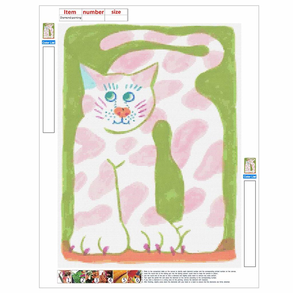 DIY 5D Diamond Art Kit Cute Pink Spotted Cat Pattern Full Drill Canvas Creative Craft for Living Room Decor Wall Art Gift