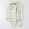 New pajamas women's pure cotton gauze double-layer crepe thin long-sleeved spring and autumn summer collarless cotton loungewear set