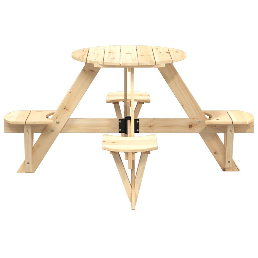 Vidaxl Picnic Table For 4 Children, Round, With Hole For Umbrella