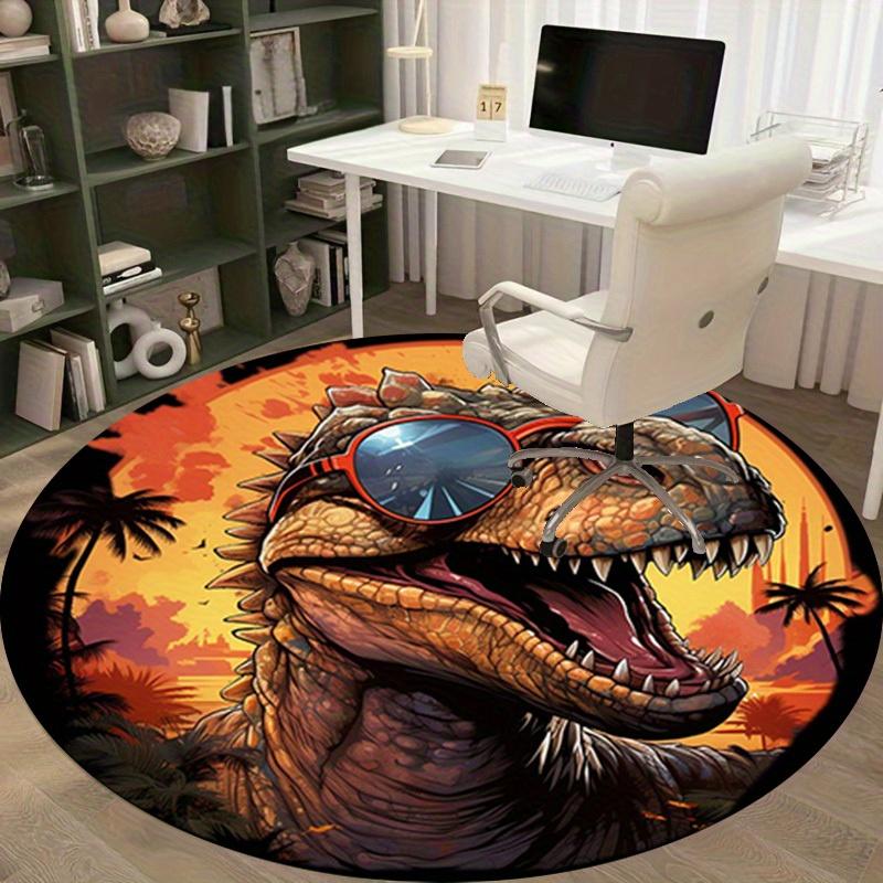 1pc Cool Dinosaur with Sunglasses Outdoor Round Carpet for Home Office Decor GiftRA1530