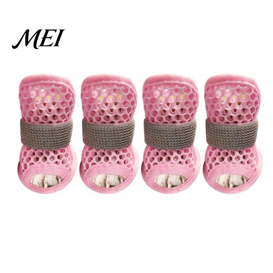 Durable Paw Protection for Hiking 4Pcs Dog Shoes Hot Pavement, Breathable Mesh Boots, Summer Adjustable Hook And Loop Protectors with Non-slip