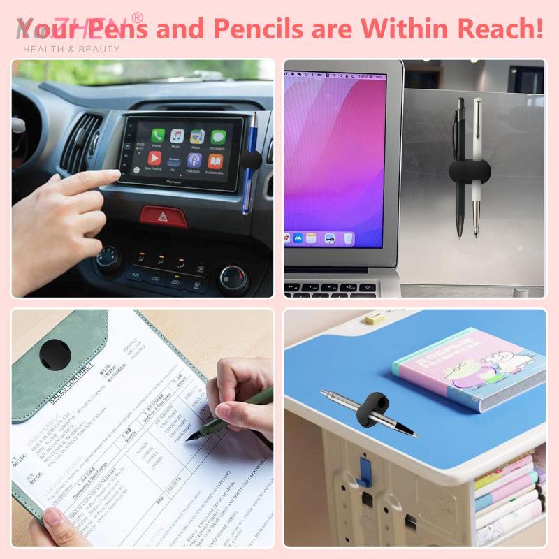 Silicone Pen Holder Anti-lost Anti-fall Self-Adhesive Pen Holder Organizer Desktop Marker Pen Ballpoint Pen Pencil Storage Clip