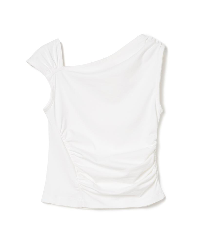 MILLO WOMEN Asymmetric Shirred Top [White]