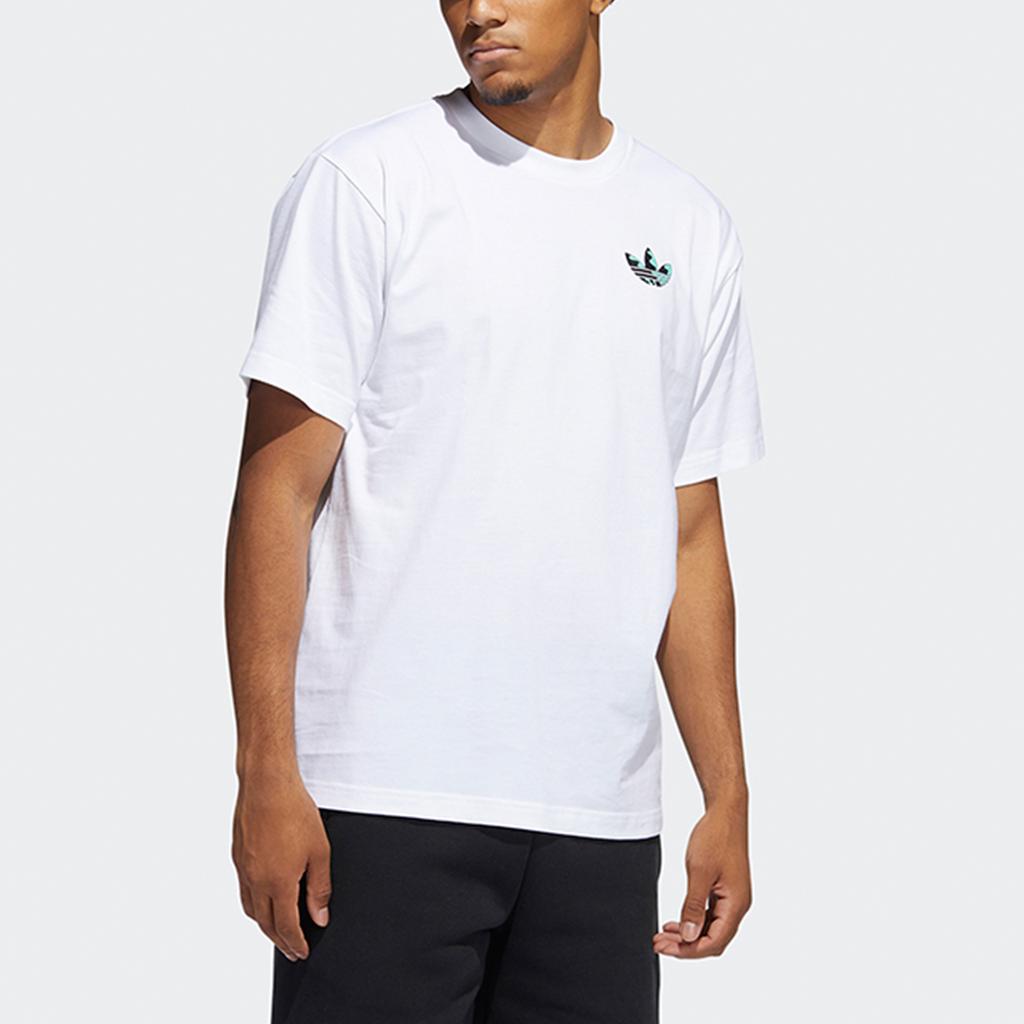 Adidas Originals Trefoil Casual Print Crew Neck T-Shirt Men Tops White GN3906